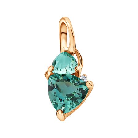 Золотая подвеска с кварцем и фианитом с родированием