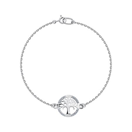 Серебряный браслет Дерево с фианитами и родированием хру ное денежное дерево