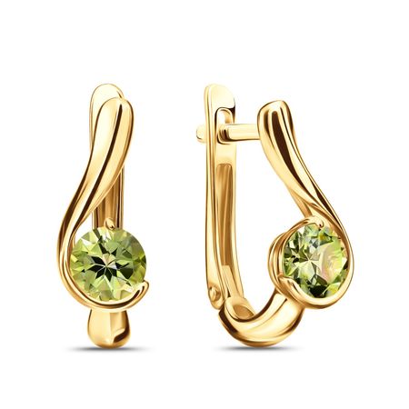 Золотые серьги с хризолитами