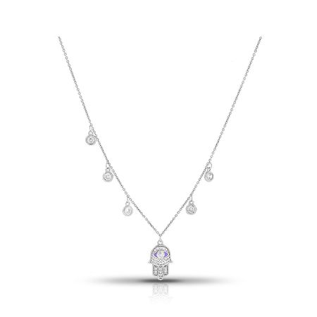 Серебряное колье Ладонь с глазом с эмалью и фианитами с родированием чэнши багуачжан ладонь восьми триграмм стиля чэн мби чжанюань