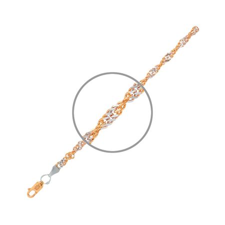 Серебряный браслет Сингапур с позолотой