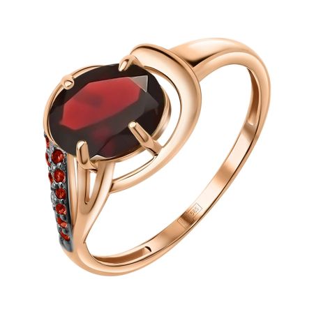 Золотое кольцо с гранатом и красными фианитами с чёрным родированием скотт линч красные моря под красными небесами