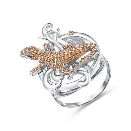 Серебряное кольцо с цитринами и фианитами