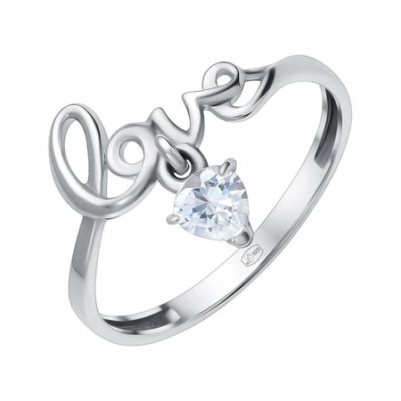 Серебряное кольцо Love с фианитом и родированием лазерный значок drama revenged love