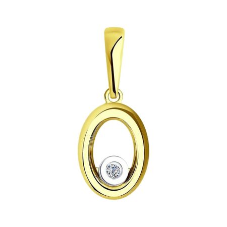 Золотая подвеска с бриллиантом и родированием