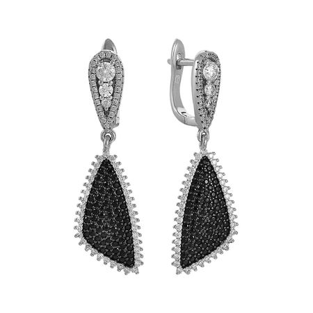 Серебряные серьги с ювелирными кристаллами и фианитами