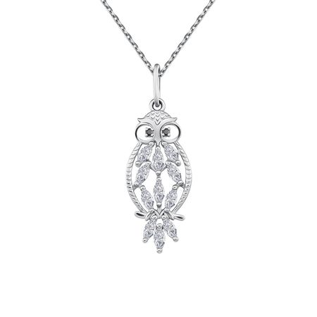 Серебряная подвеска с фианитами серебряная подвеска сердце и ключ с фианитами и родированием