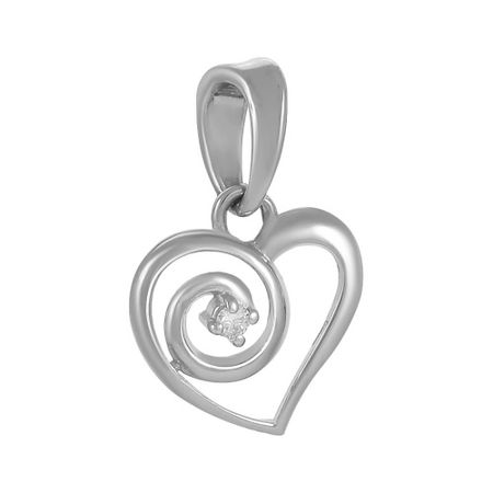 Золотая подвеска Сердце с бриллиантом и родированием