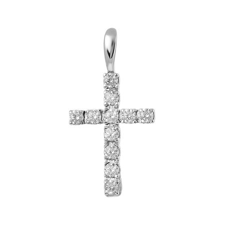 Золотая подвеска Крест с фианитами