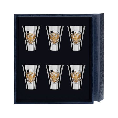 Набор серебряных стопок Герб полированных с позолотой (6 предметов) корней иванович чуковский серебряный герб