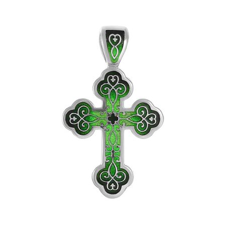 Серебряный крест Спаси и Сохрани с эмалью