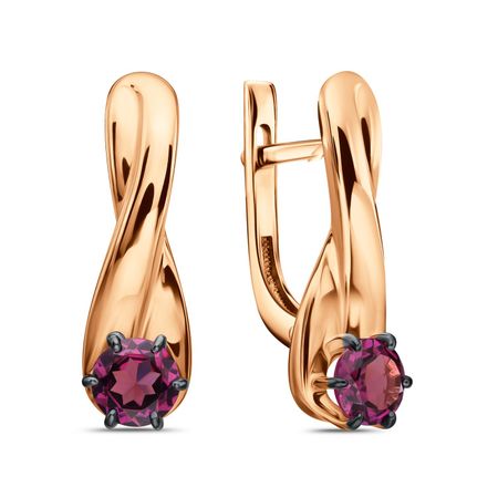 Золотые серьги с родолитами