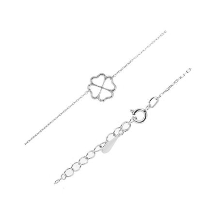 Серебряный браслет Клевер с родированием