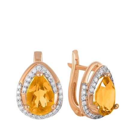Серьги TALANT из золота с цитринами и фианитами