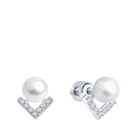 Золотые серьги с жемчугами и бриллиантами