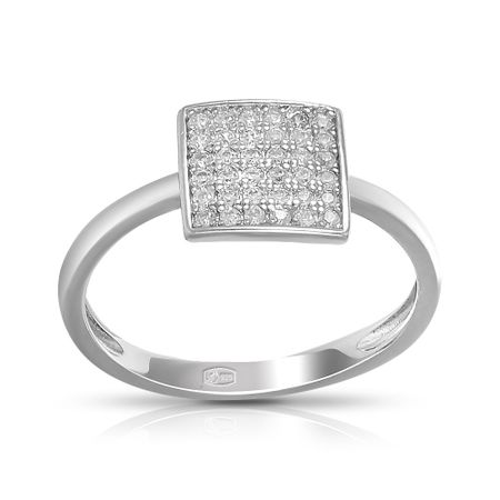 Серебряное кольцо Квадрат с фианитами из коллекции Геометрия