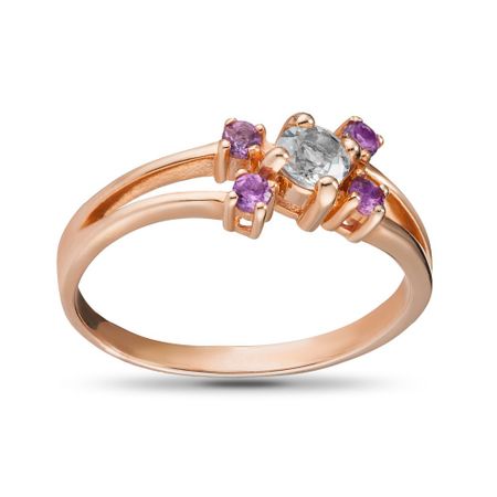 Кольцо из золота с топазом и аметистами