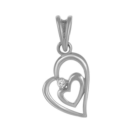 Золотая подвеска Сердце с бриллиантом и родированием