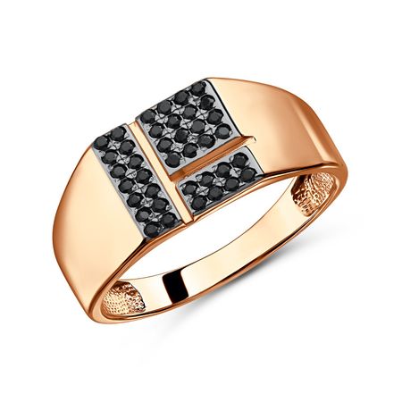 Серебряная печатка с фианитами и позолотой