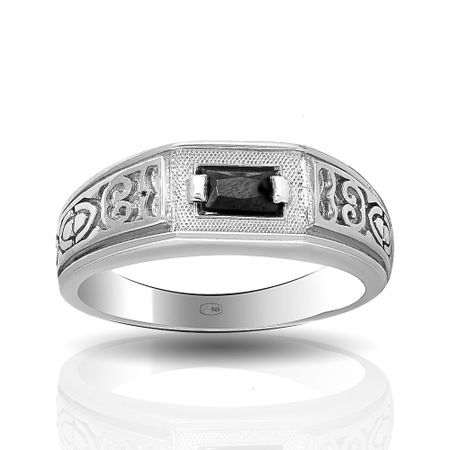 Кольцо-печатка из серебра с фианитом