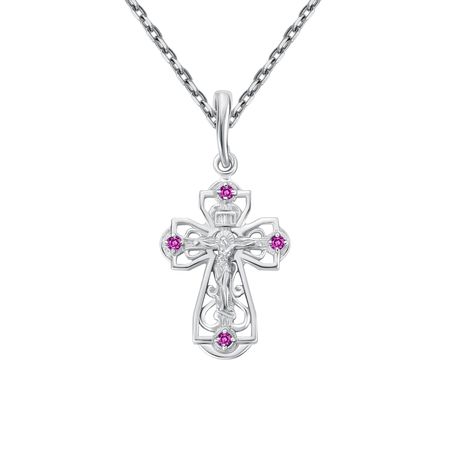 Серебряный крест с рубинами