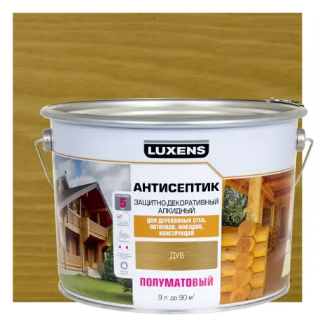 Антисептик алкидный Luxens полуматовый дуб 9 л деревянные миниатюрные заборы 20 40 шт