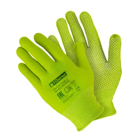 Перчатки ПВХ с микроточками Fiberon размер 9/L цвет зеленый рабочие перчатки handlandy без пальцев из искусственной