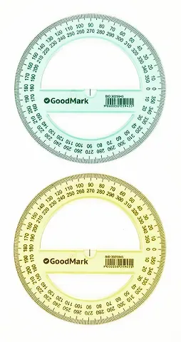 Транспортир 12см 360гр, пластик, ассорти, GoodMark