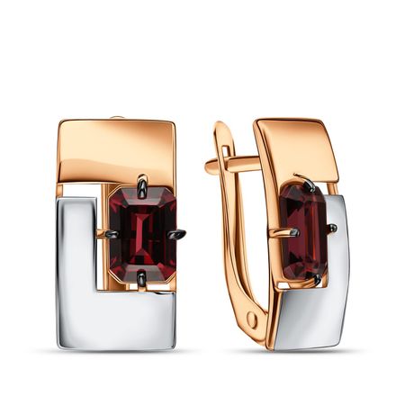 Золотые серьги с родолитами