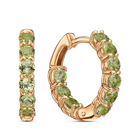 Золотые серьги с хризолитами