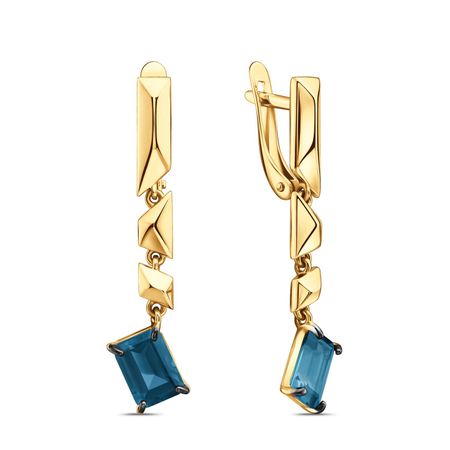 Золотые серьги с London топазами