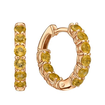 Золотые серьги с цитринами