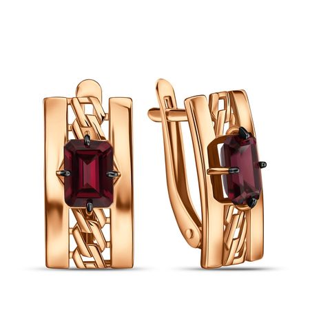 Золотые серьги с родолитами