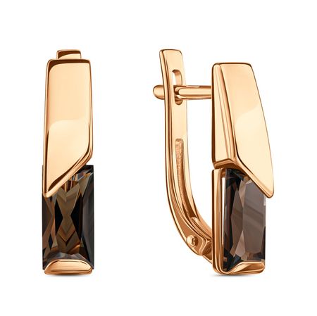 Золотые серьги с раухтопазами