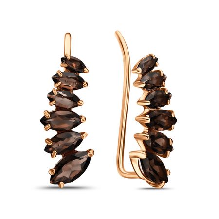 Золотые серьги с раухтопазами