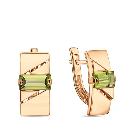 Золотые серьги с хризолитами
