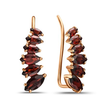 Золотые серьги с гранатом