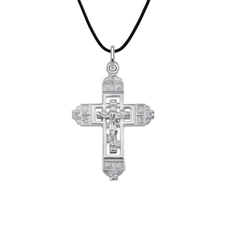 Серебряный православный крест с фианитами