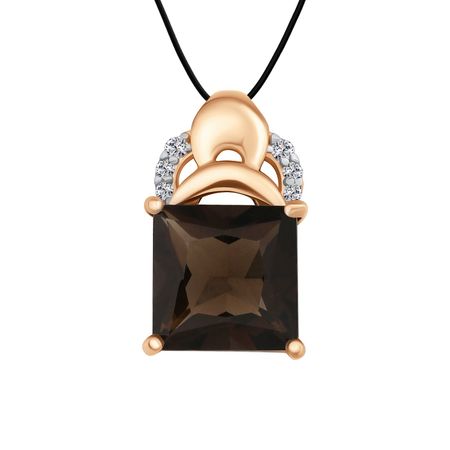 Золотая подвеска с раухтопазом и фианитами