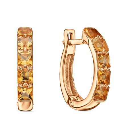 Золотые серьги с цитринами