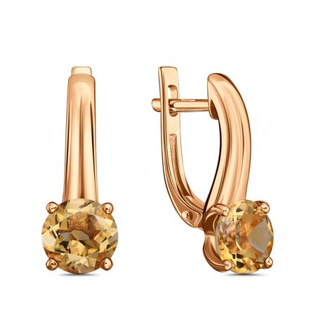 Золотые серьги с цитринами