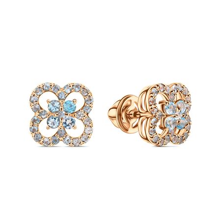 Золотые серьги с топазами Swiss