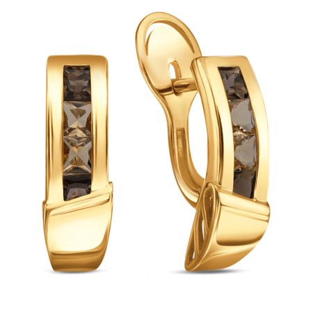 Золотые серьги с цитринами и раухтопазами