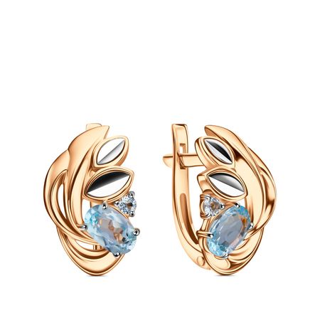 Золотые серьги с топазами и алмазной гранью