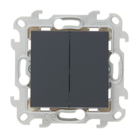 Переключатель Simon 24 Harmonie двухклавишный встраиваемый графит (2410397-038)