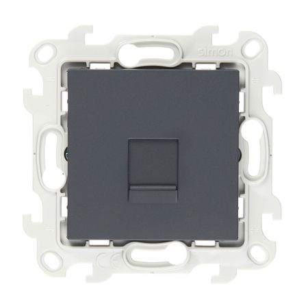 Розетка компьютерная Simon 24 Harmonie встраиваемая графит 2хRJ45 (2410598-038)