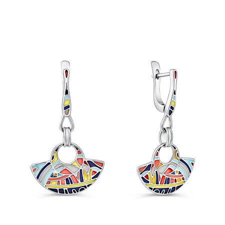 Серебряные серьги с эмалью