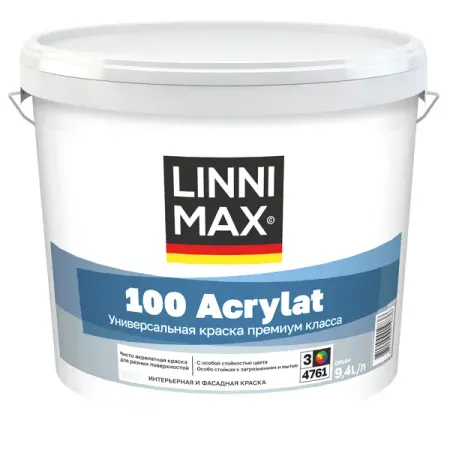 Краска фасадная Linnimax 100 Acrylat прозрачная база Б3 9.4 л