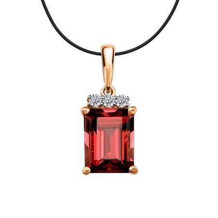 Золотая подвеска с гранатом и фианитами