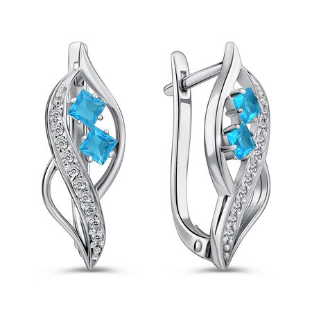 Серебряные серьги с топазами и фианитами